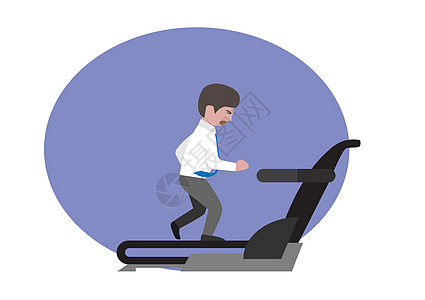 从未锻炼过的商务人士 他是为了自己才这么做的 为了健康开始在跑步机上奔跑 平凡风格的漫画插图矢量图片