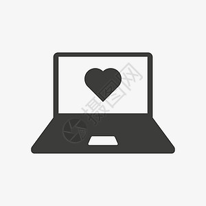 约会场地矢量图标 有心脏标志的笔记本电脑图片