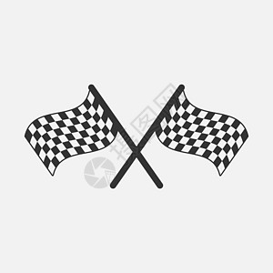 两个交叉格斗的赛旗矢量图标图片