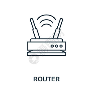 路由器图标 来自技术集合的线元素 用于网页设计 信息图表等的线性路由器图标标志图片