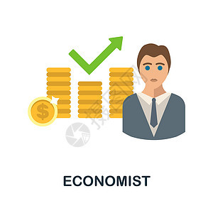 经济学家平面图标 来自商务专业收藏的彩色元素符号 平面经济学家图标标志 用于网页设计 信息图表等图片