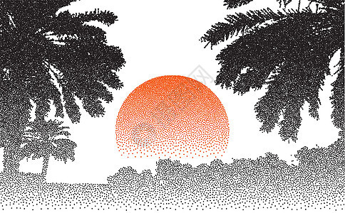 棕榈树海滩矢量背景 圆形自然景观 矢量图解 请参看以下图表图片
