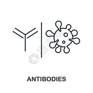 抗体图标 来自疫苗接种收集的线元素 用于网页设计 信息图表等的线性抗体图标标志图片