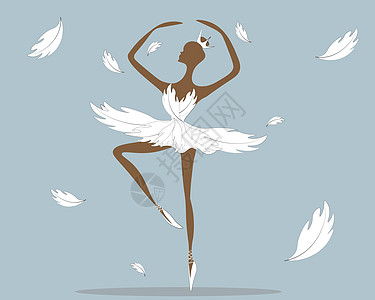 一个美丽的芭蕾舞女演员的例证 身穿芭蕾舞短裙的温柔淑女 在舞姿的飞舞中显得优雅大方 芭蕾之美艺术冒充旋转剪影剧院女孩教学女士女性图片