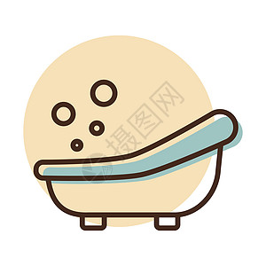 可爱的婴儿浴缸矢量图标插图浴室气泡孩子淋浴乐趣童年泡沫卫生肥皂图片
