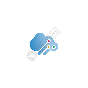 Cloud 标志图标设计插图模板天气贮存圆圈服务器公司电脑标识下载技术蓝色图片