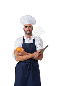 厨师用刀刺白的人图片