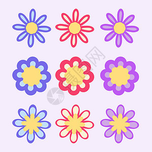 花朵 花朵收集的面粉颜色 春花 在平板设计中分离图片