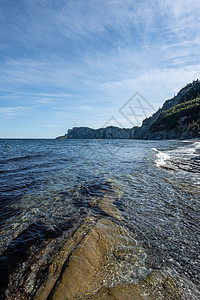 洛基海滨石头峡湾海洋蓝天支撑风景白色海岸线岩石旅行图片