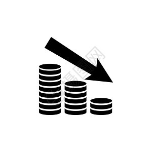 金融危机 资金减少 成本削减 平面矢量图标说明 白色背景上的简单黑色符号 金融危机 成本削减标志设计模板 用于 web 和移动 图片