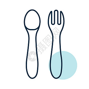 婴儿向量图标的勺子和叉子工具用餐刀具孩子食物厨房插图餐具午餐用具图片