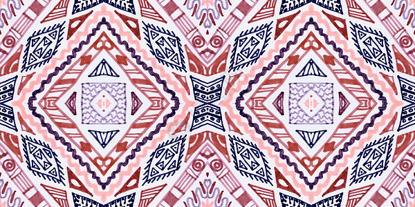 无缝的种族背景 几何阿兹台克图案纺织品装饰品风格水彩插图地理打印织物部落民间图片