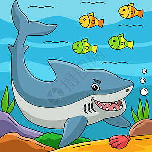 大白鲨鱼卡通插图图片