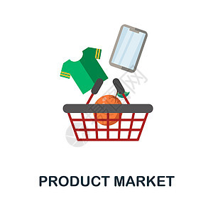 产品市场平面图标 来自增长加速集合的彩色元素符号 平面产品市场图标标志 用于网页设计 信息图表等图片