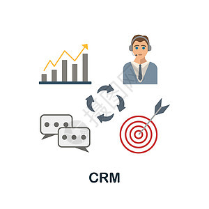 Crm 平面图标 市场整合系列中的彩色元素标志 用于网页设计 信息图表等的平面 Crm 图标标志组织高清图片素材