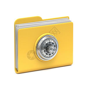 黄色文件夹图标锁定文件 3D背景图片