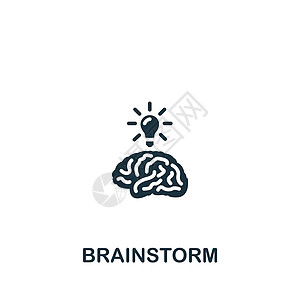 集思广益图标 用于模板 网络设计和信息图的单色简单图标力量小时灯泡办公室标识项目工作商业解决方案研讨会图片