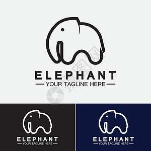 大象 Logo 矢量设计模板树干野生动物艺术标识创造力商业卡通片蓝色哺乳动物白色背景图片