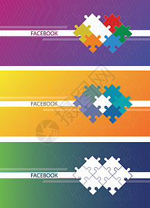 脸书社交网络Banner 蓝色抽象背景 有白色条纹 拼凑谜题背景图片