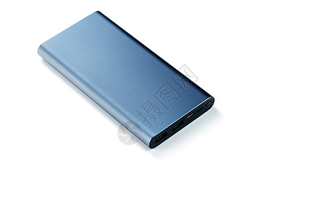 用于向白背景孤立的移动装置充电蓝色电池细胞单元活力充电器银行动力电脑工具图片