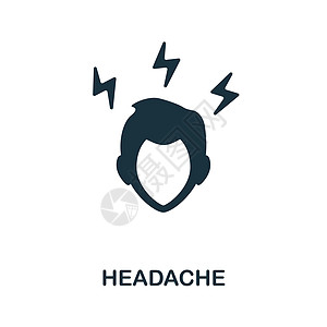 头痛平面图标 身体疼痛系列中的彩色元素符号 平面头痛图标标志 用于网页设计 信息图表等图片