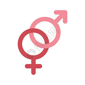 男女性别男女红和粉红色相连接符号设计图片