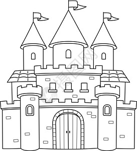 用于儿童孤立的皇家城堡彩色页面图片