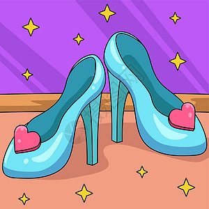带西鞋的公主鞋子 彩色卡通图片