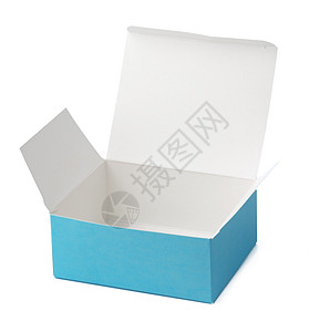 在白色背景上孤立的蓝纸板盒礼物蓝色礼物盒空白纸板工作室周年包装问候语纸盒图片