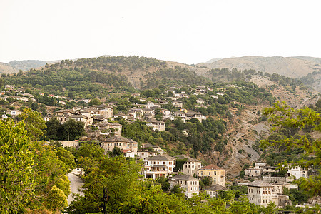 阿尔巴尼亚Gjirokaster老城之景遗产脚凳村庄旅游堡垒别墅吸引力文化眼睛历史性图片