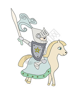 骑着马的骑士     与背景隔绝的涂鸦插图图片