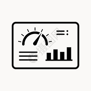 平面样式的仪表板图标 白色孤立背景上的财务分析仪矢量插图 性能算法业务概念车速按钮报告绩效引擎生产率智力技术信息电脑图片