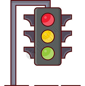 交通安全交通信号插图绿色红色安全运输街道控制警告红绿灯插画