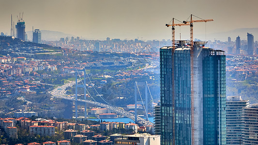 Bosphorus大桥历史性尖塔地标交通航空城市摄影海景建筑学火鸡图片