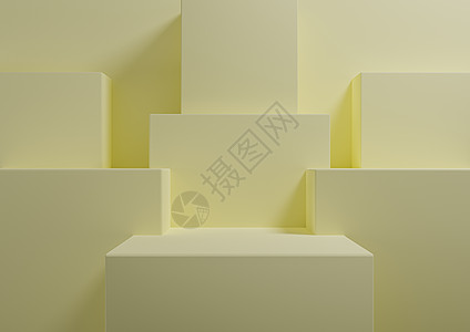 柔和 浅色 柑橘黄色 3D 渲染简单 产品展示台的最小背景 代表展示几何背景模拟美容化妆品产品模板墙纸背景图片