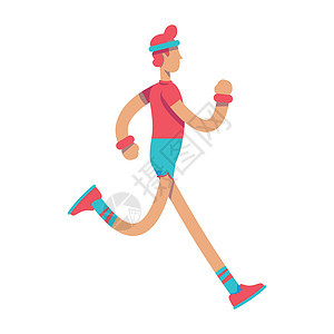 运动人慢跑半平板颜色矢量字符图片