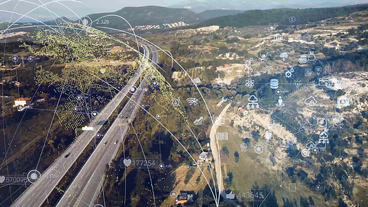现代公路和数据技术概念 智能交通 ITS 智能交通系统 移动即服务图像路口定位创新基础设施蓝色生长经济商业电脑图片