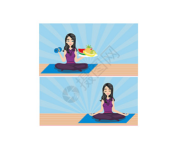 健康生活方式食物身体药品活动运动盘子女性饮食卡通片姿势图片