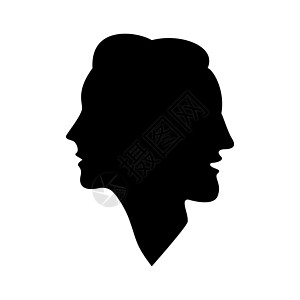 男人和女人的黑色剪影作为一个整体 男性和女性的概念 在配置文件中的成年男人和女人 矢量图图片