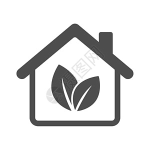带生态叶的智能房屋自动化控制系统符号 智能家居技术剪影矢量图标孤立在白色背景上 用于 web 移动应用程序和 ui 设计的现代信图片