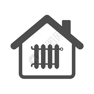 带加热散热器的智能住宅自动化控制系统符号 智能家居技术剪影矢量图标孤立在白色背景上 用于 web 移动应用程序和 ui 设计的现图片