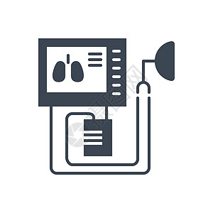 与医疗通风机有关的病媒甘体图标机器控制操作有氧运动病人情况通风服务矢量字形图片