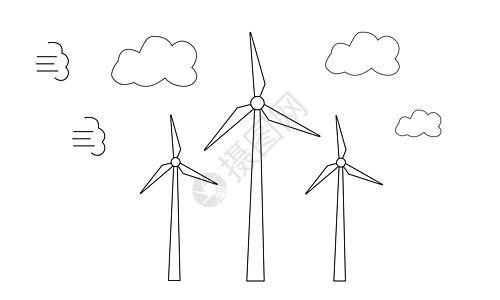 云资源由空气流动驱动的手工牵引风力农场 使用可再生能源插画