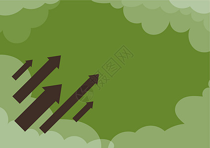 箭头快速地朝被云彩包围的天空移动代表实现目标成功 瞄准天际线成功完成创意项目计划框架绿色海浪环境技术商业生长卡通片乐趣科学图片