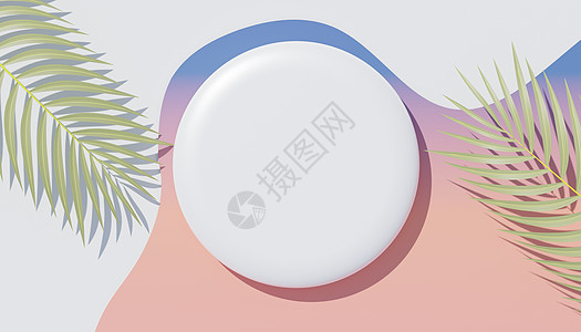 3d 渲染白色空白圆筒框架的顶视图 用于模拟和展示带有棕榈叶阴影 大地色调和柔和墙壁背景的产品 创意理念 寡妇的影子帆布房间装饰图片