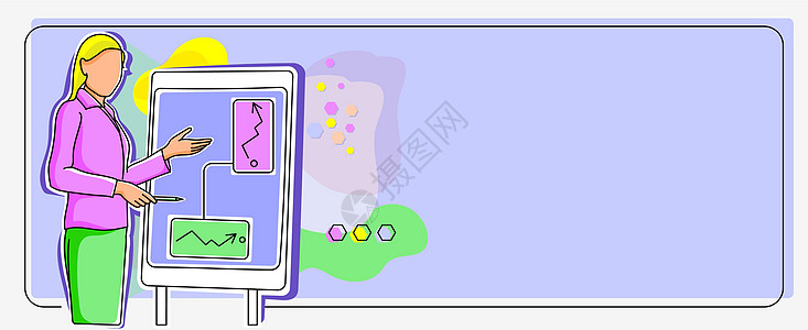 穿着西装的女士站在前面的背景下举行演示文稿 展示实现项目目标的创造性思维 在展示新项目战略的 bord 前展示的女性人士商业金融图片
