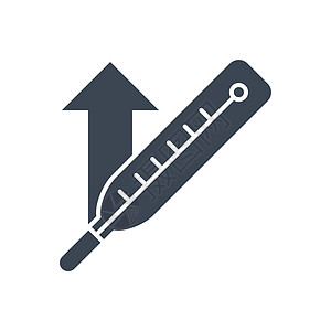 带有高温矢量图标的温度计症状温度乐器实验室保健诊断发烧测量卫生字形图片