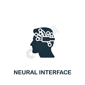 神经界面图标 单色简单人工智能图标 用于模板 网络设计和信息图的功能性符号Name电脑创新机器人数据脑干智力演讲嗓音食物技术图片