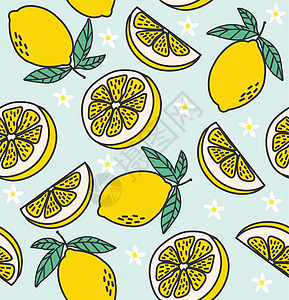 新鲜柠檬片 水果 无缝无缝模式味道几何叶子种子饮食柚子壁纸热带果汁橙子图片