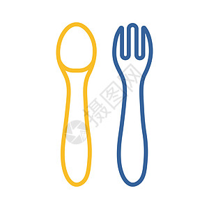 婴儿向量图标的勺子和叉子午餐标识插图工具刀具用餐烹饪食物用具厨房图片